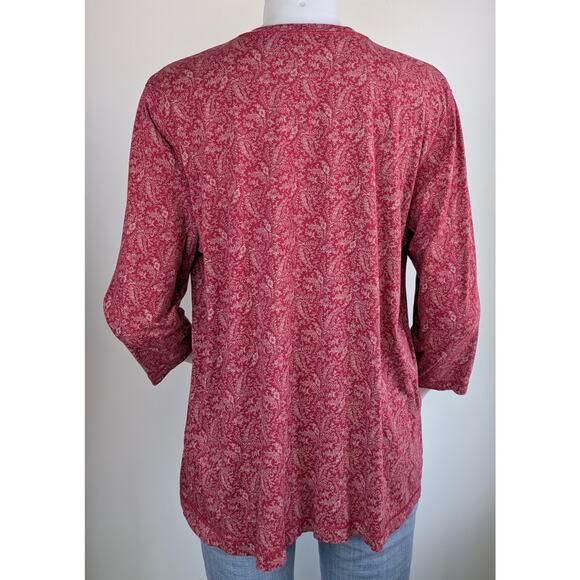 Ralph Lauren Jeans Co. Ruffled V-Neck Jersey Knit Laced Top Cranberry Floral 2X - Picture 7 of 10